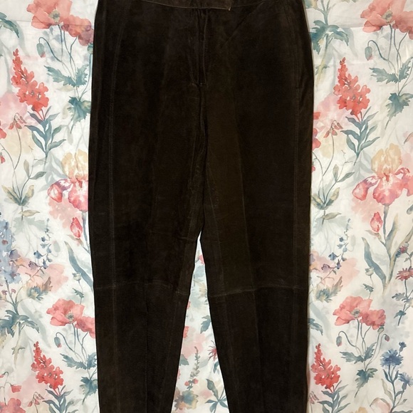bagatelle Pants - Vintage Bagatelle Women's Dark Brown Straight Leg Leather Pants